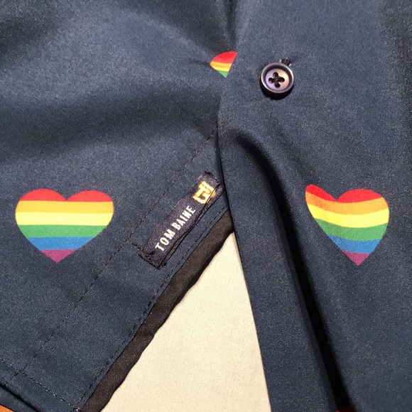 Tom Baine Hearts Button Down Pride Short Sleeve Shirt with Collar - Picture 14 of 14